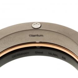 Pre Owned Montblanc The League Black Steel Titanium Rose Gold Tone Mens Band Ring Size 66