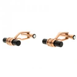 Pre Owned Montblanc Meisterstuck Rose Gold-Tone PVD Onyx Cufflinks