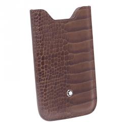 Pre Owned Montblanc Brown Croc Embossed Leather Meisterstuck iPhone 4/4S Case 