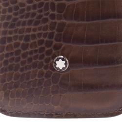Pre Owned Montblanc Brown Croc Embossed Leather Meisterstuck iPhone 4/4S Case 