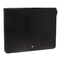 Pre Owned Montblanc Black Croc Embossed Leather Meisterstuck iPad Case