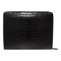 Pre Owned Montblanc Black Croc Embossed Leather Meisterstuck iPad Case