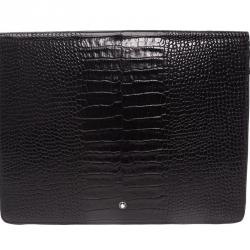 Pre Owned Montblanc Black Croc Embossed Leather Meisterstuck iPad Case