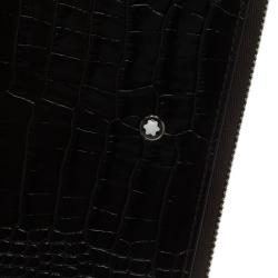 Pre Owned Montblanc Brown Crocodile Embossed La Vie De Boheme Tablet Pouch