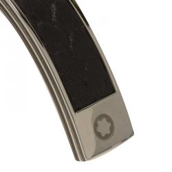Pre Owned Montblanc Grain de Riz Leather and Steel Open Cuff Bracelet For Men