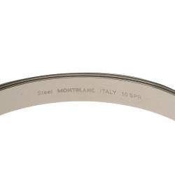 Pre Owned Montblanc Grain de Riz Leather and Steel Open Cuff Bracelet For Men