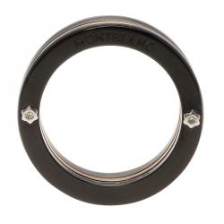 Pre Owned Montblanc The League Black Titanium Steel Rose Gold Tone Mens Band Ring Size 58