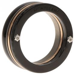 Pre Owned Montblanc The League Black Titanium Steel Rose Gold Tone Mens Band Ring Size 58