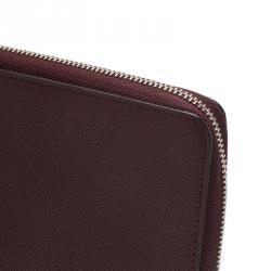 Pre Owned Montblanc Burgundy Leather Tablet Zip Around Pouch