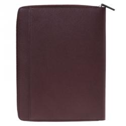 Pre Owned Montblanc Burgundy Leather Tablet Zip Around Pouch