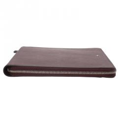 Pre Owned Montblanc Burgundy Leather Tablet Zip Around Pouch