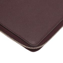 Pre Owned Montblanc Burgundy Leather Tablet Zip Around Pouch