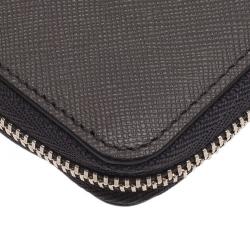 Pre Owned Montblanc Grey Leather Tablet Zip Around Pouch