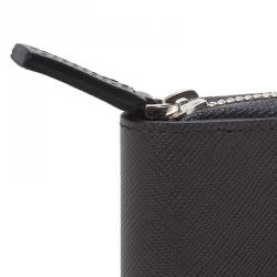 Pre Owned Montblanc Grey Leather Tablet Zip Around Pouch