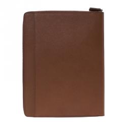 Pre Owned Montblanc Brown Leather Tablet Zip Around Pouch