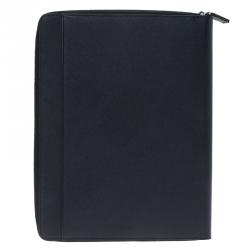 Pre Owned Montblanc Navy Blue Leather Tablet Zip Around Pouch