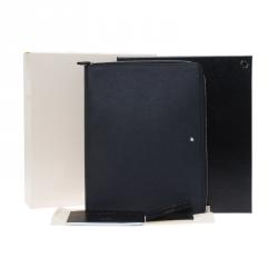 Pre Owned Montblanc Navy Blue Leather Tablet Zip Around Pouch