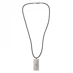 Pre Owned Montblanc Graphic Tag Steel Pendant Leather Cord