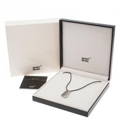 Pre Owned Montblanc Graphic Tag Steel Pendant Leather Cord