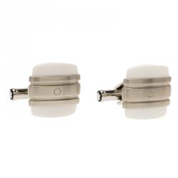 Pre Owned Montblanc Iconic White Agate Steel Cufflinks