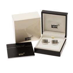 Pre Owned Montblanc Iconic White Agate Steel Cufflinks