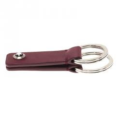 Pre Owned Montblanc Purple Leather Key Fob 2 Split Rings Key Chain 