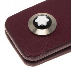 Pre Owned Montblanc Purple Leather Key Fob 2 Split Rings Key Chain 