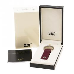 Pre Owned Montblanc Purple Leather Key Fob 2 Split Rings Key Chain 