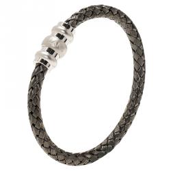 Pre Owned Montblanc Men's Contemporary Collection Silver Woven Bracelet Medium