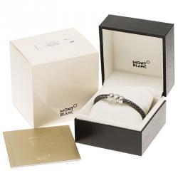 Pre Owned Montblanc Men's Contemporary Collection Silver Woven Bracelet Medium