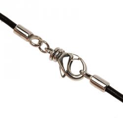 Pre Owned Montblanc Graphic Tag Steel Pendant & Leather Cord Neckpiece