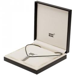 Pre Owned Montblanc Graphic Tag Steel Pendant & Leather Cord Neckpiece