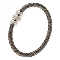 Pre Owned Montblanc Men's Contemporary Collection Silver Woven Bracelet Medium