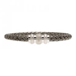 Pre Owned Montblanc Men's Contemporary Collection Silver Woven Bracelet Medium