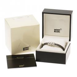 Pre Owned Montblanc Men's Contemporary Collection Silver Woven Bracelet Medium