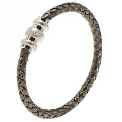 Pre Owned Montblanc Men's Contemporary Collection Silver Woven Bracelet 18cm