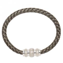 Pre Owned Montblanc Men's Contemporary Collection Silver Woven Bracelet 18cm