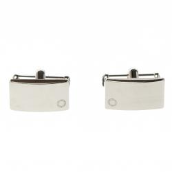 Pre Owned Montblanc Rectangular Silver Tone Stainless Steel Classic Cufflinks