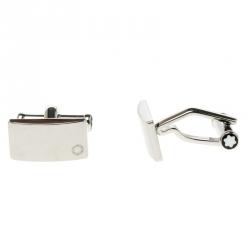 Pre Owned Montblanc Rectangular Silver Tone Stainless Steel Classic Cufflinks