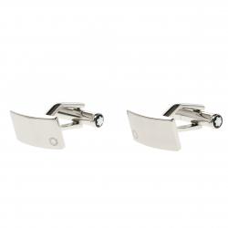 Pre Owned Montblanc Rectangular Silver Tone Stainless Steel Classic Cufflinks