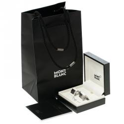 Pre Owned Montblanc Classic Collection White Agate & Stainless Steel Cufflinks