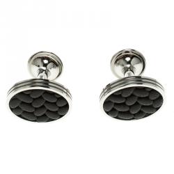 Pre Owned Montblanc Brown Stainless Steel Monograin Men's Cufflinks