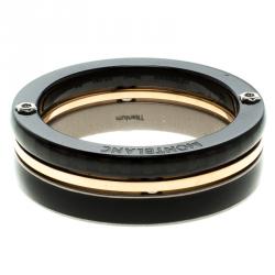 Pre Owned Montblanc The League Black Titanium Steel Rose Gold Tone Mens Band Ring Size 68