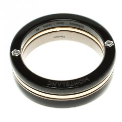 Pre Owned Montblanc The League Black Titanium Steel Rose Gold Tone Mens Band Ring Size 68