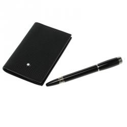Pre Owned Montblanc StarWalker Midnight Fineliner Pen and Business Card Holder Set