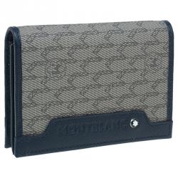 Pre Owned محفظة بطاقات مون بلان جلد أزرق وكانفاس مونوغرامي