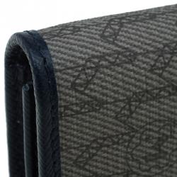 Pre Owned محفظة بطاقات مون بلان جلد أزرق وكانفاس مونوغرامي