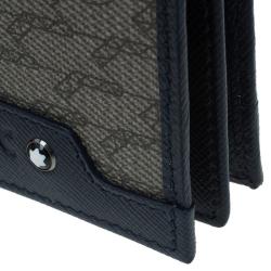 Pre Owned محفظة بطاقات مون بلان جلد أزرق وكانفاس مونوغرامي