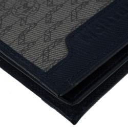 Pre Owned محفظة بطاقات مون بلان جلد أزرق وكانفاس مونوغرامي