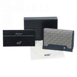 Pre Owned محفظة بطاقات مون بلان جلد أزرق وكانفاس مونوغرامي